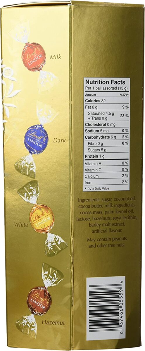 Lindt Lindor Assorted Chocolate Truffles, Value Pack, 900gram/1.98pound. Assortment of 4 Flavors of Chocolate Truffles : Hazelnut, Milk, White and Dark - Image 3
