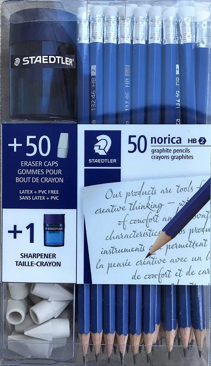 Staedtler Norica 50 Graphite HB2 Pencils +50 eraser caps +1 Sharpener - Image 3