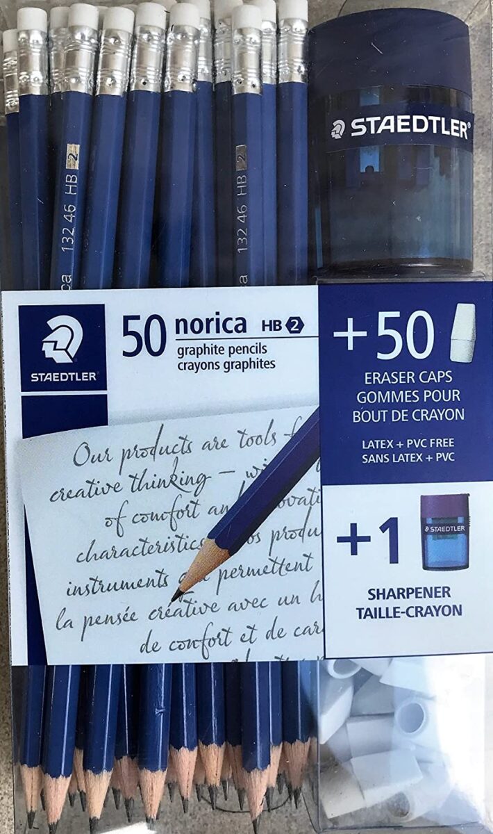 Staedtler Norica 50 Graphite HB2 Pencils +50 eraser caps +1 Sharpener - Image 2