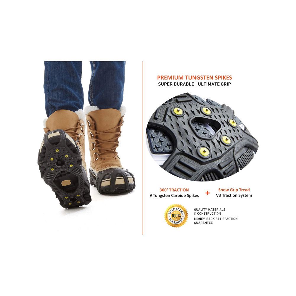 ICETRAX V3 Tungsten Winter Ice Grips for Shoes and Boots - Ice Cleats for Snow and Ice, Stayton Toe, Reflective Heel - Image 5