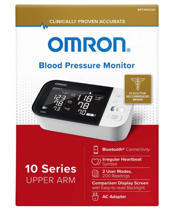 Omron BP7455CAN Blood Pressure Monitor with Bluetooth & Upper Arm Easy-Wrap Comfit Cuff - Image 2