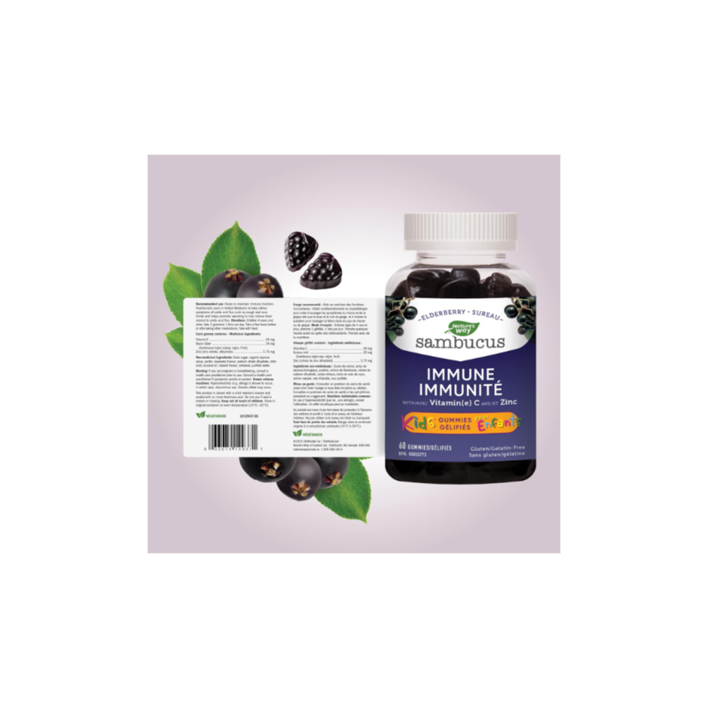 Elderberry Gummies with Vitamin C & Zinc for Kids (4+) - Immune Support from Nature's Way (60 Gummies) - Image 2