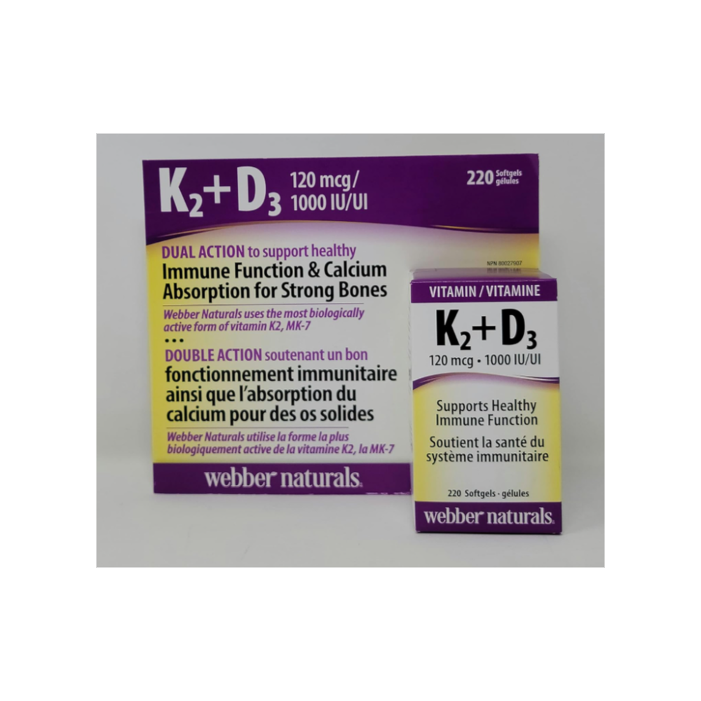 Vitamin K2 and D3: 220 Softgels for Immune Function